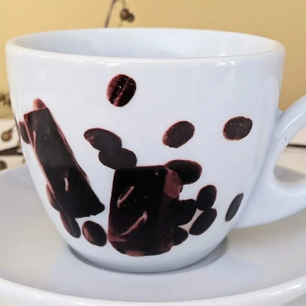 Crate&Barrel Set of 2 Coffee Or Hot Cocoa Cups & Matching Saucers